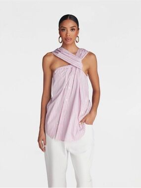 KBB by Kahlana Pink Twist Stripe Women's Top
